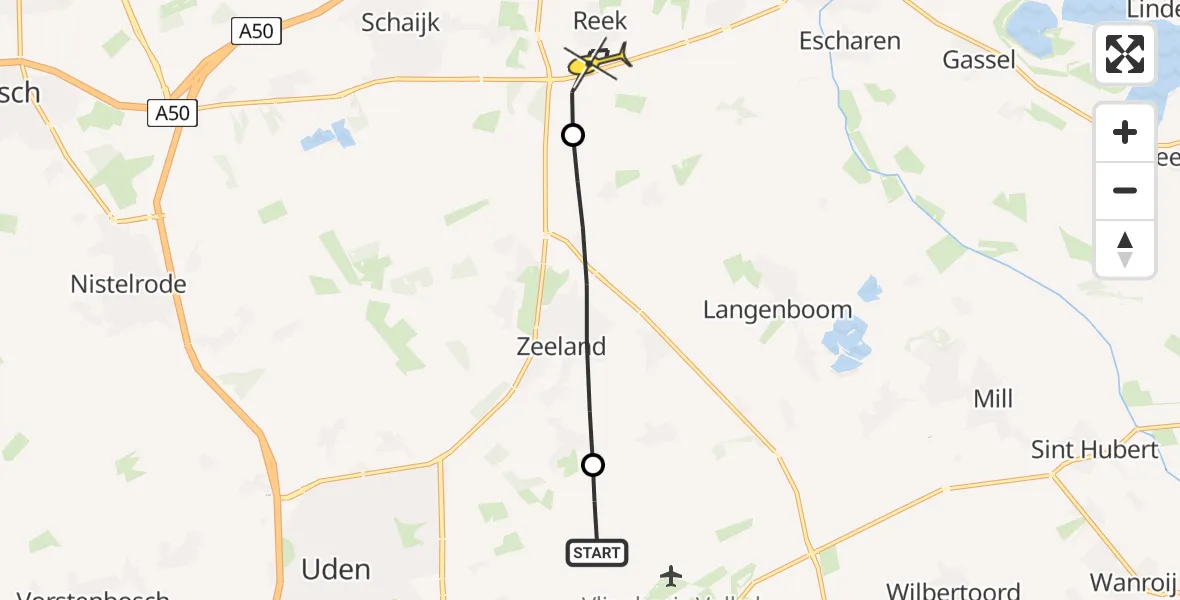 Routekaart van de vlucht: Lifeliner 3 naar Reek