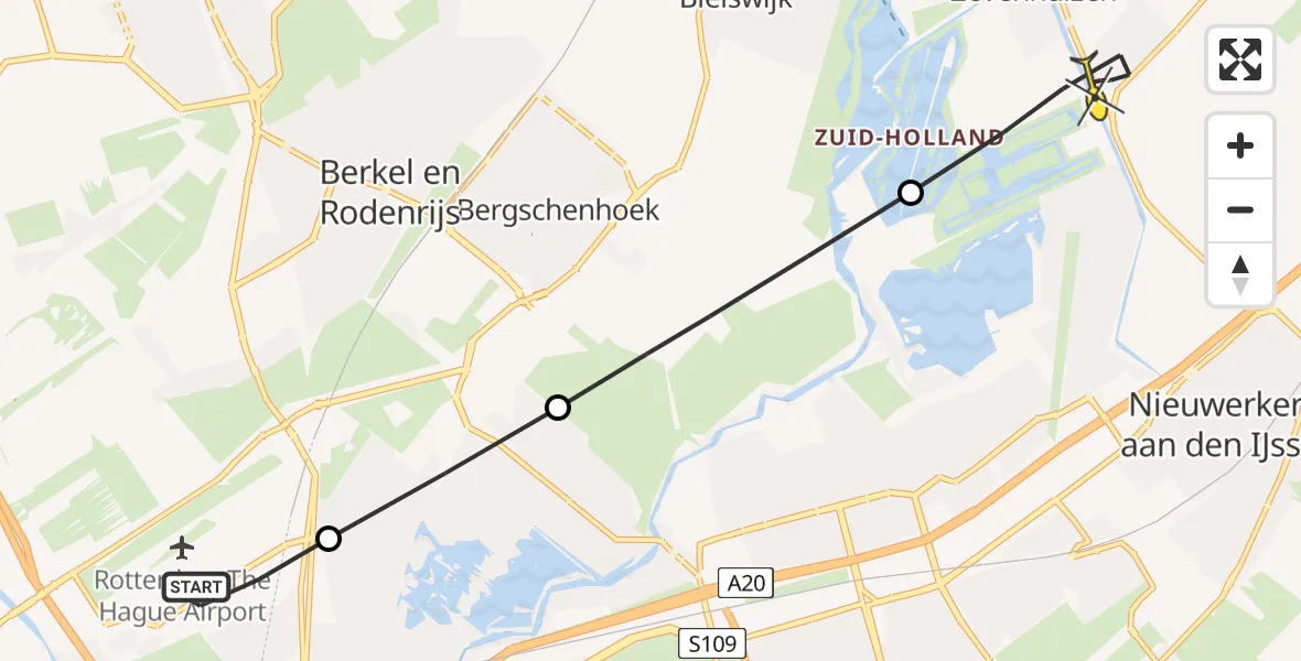 Routekaart van de vlucht: Lifeliner 2 naar Zevenhuizen