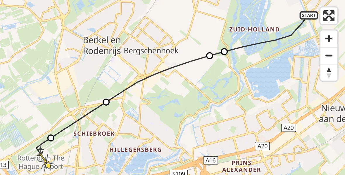 Routekaart van de vlucht: Lifeliner 2 naar Rotterdam The Hague Airport