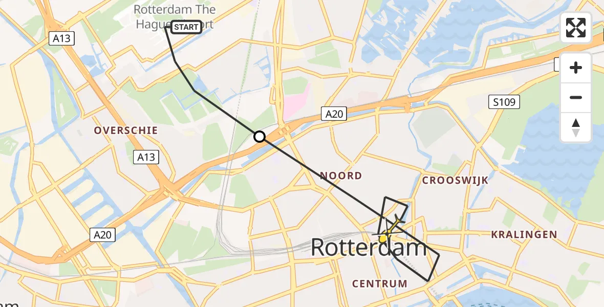 Routekaart van de vlucht: Lifeliner 2 naar Rotterdam