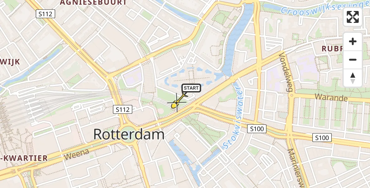 Routekaart van de vlucht: Lifeliner 2 naar Rotterdam