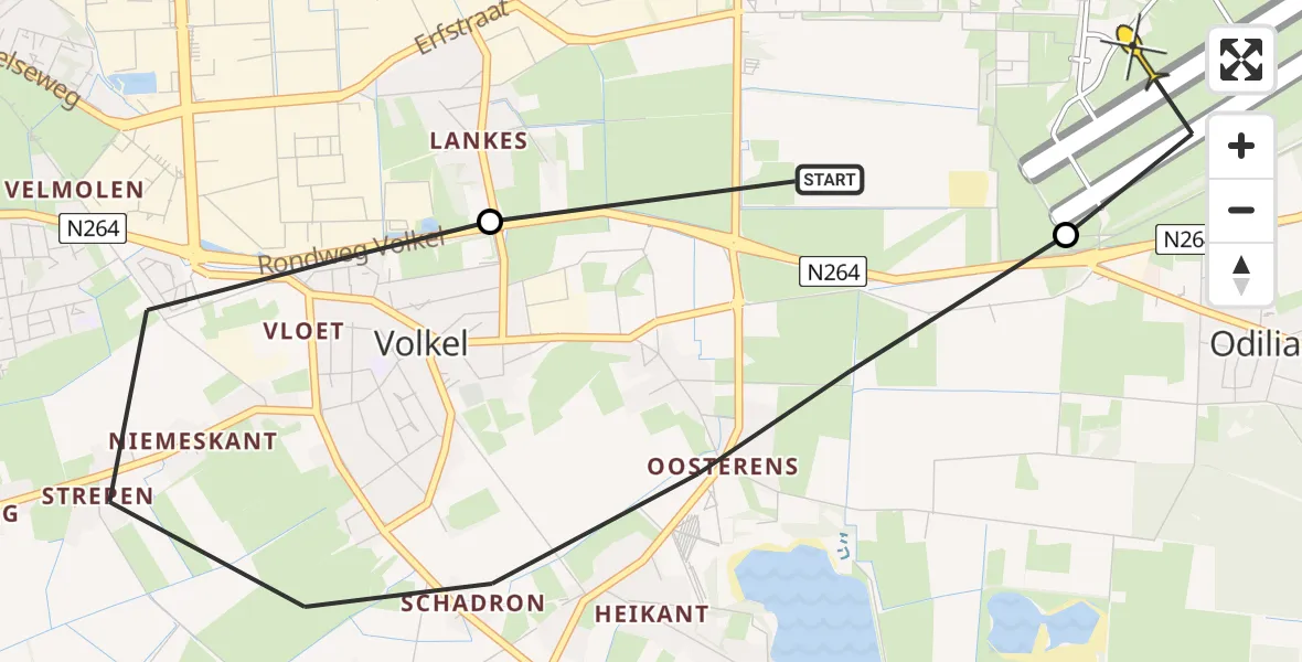 Routekaart van de vlucht: Lifeliner 3 naar Vliegbasis Volkel