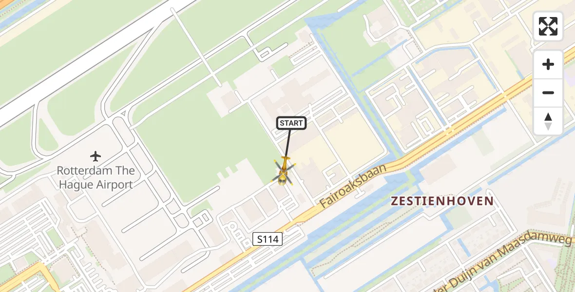 Vluchtroute Traumahelikopter Rotterdam The Hague Airport - Rotterdam The Hague Airport, 29 december 2023, 10:18