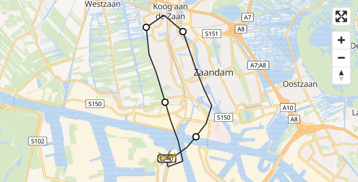 Vluchtroute Traumahelikopter Amsterdam Heliport - Amsterdam Heliport, 29 december 2023, 12:09