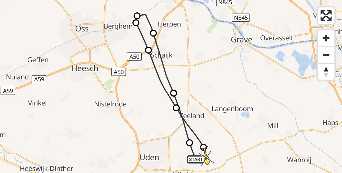 Routekaart van de vlucht: Lifeliner 3 naar Vliegbasis Volkel