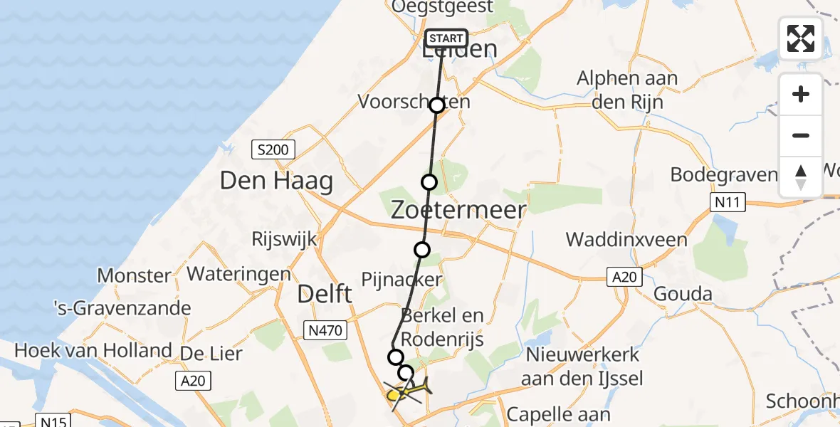 Routekaart van de vlucht: Lifeliner 2 naar Rotterdam The Hague Airport