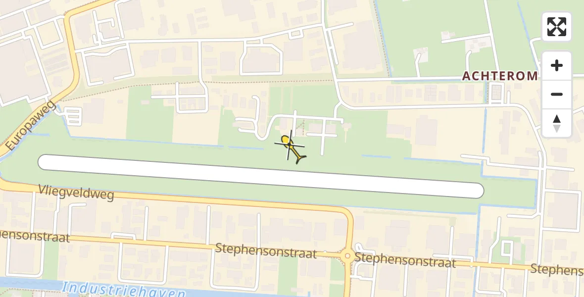 Routekaart van de vlucht: Politiehelikopter naar Vliegveld Hoogeveen