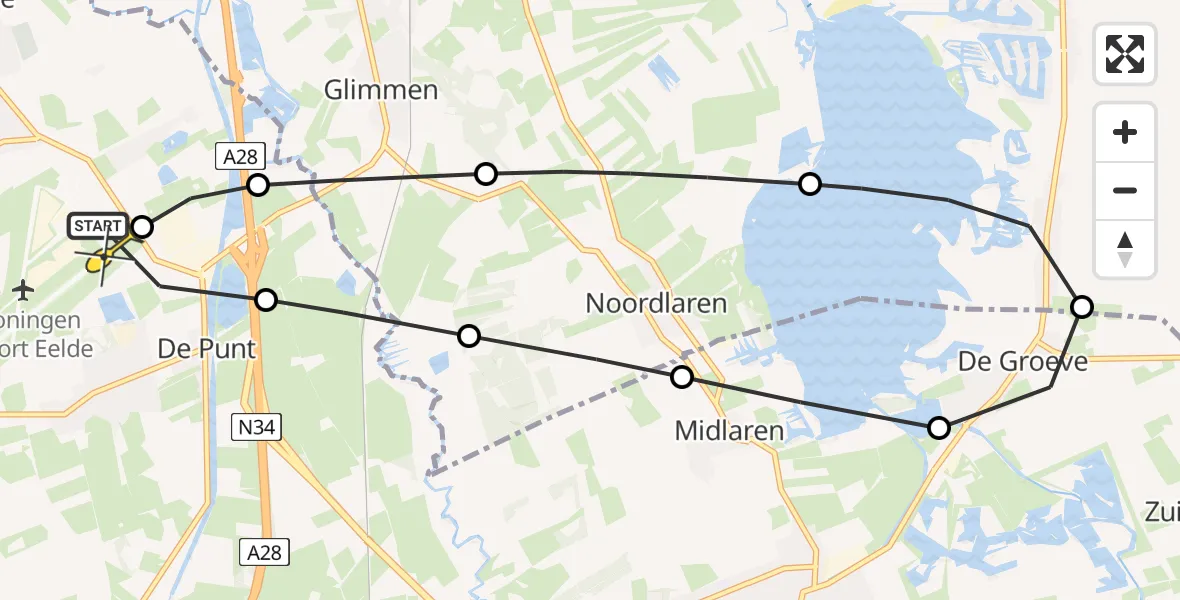 Routekaart van de vlucht: Lifeliner 4 naar Groningen Airport Eelde