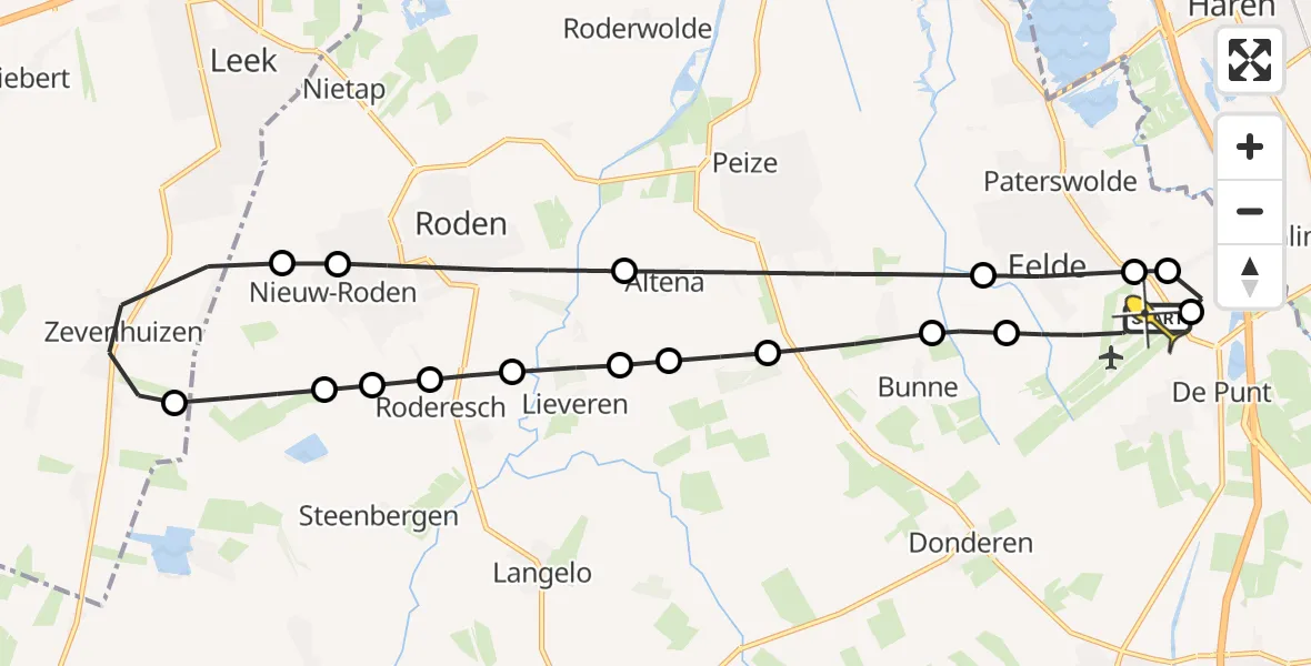 Routekaart van de vlucht: Lifeliner 4 naar Groningen Airport Eelde
