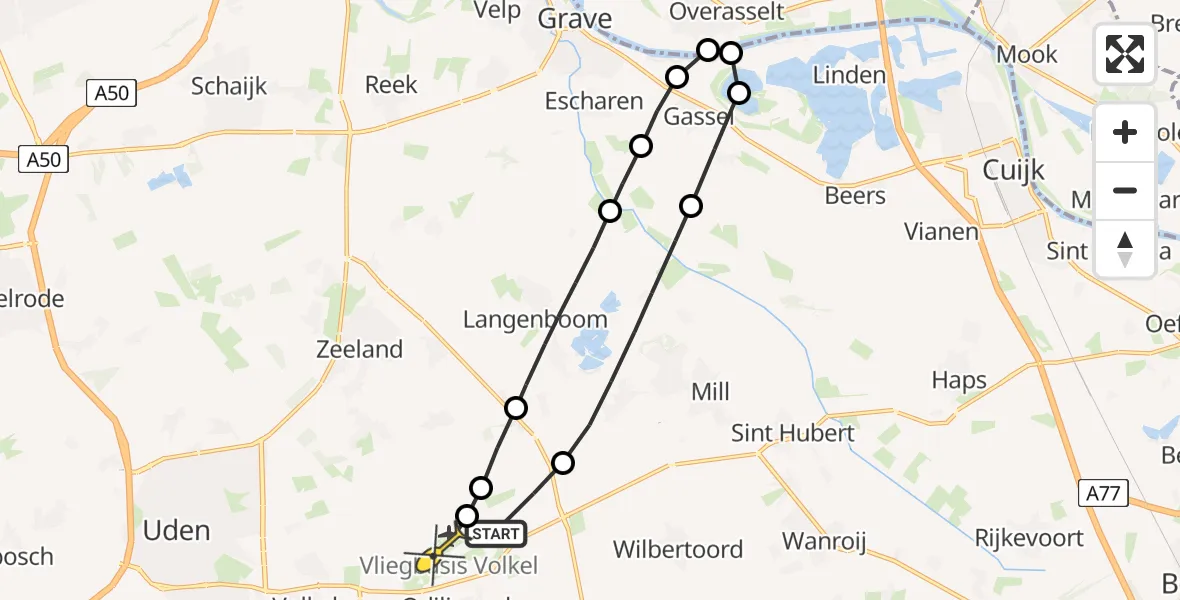 Routekaart van de vlucht: Lifeliner 3 naar Vliegbasis Volkel