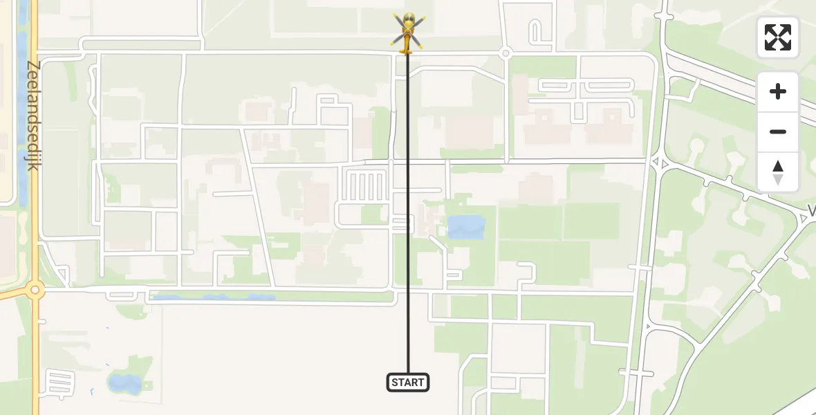 Vluchtroute Traumahelikopter van Vliegbasis Volkel naar Vliegbasis Volkel