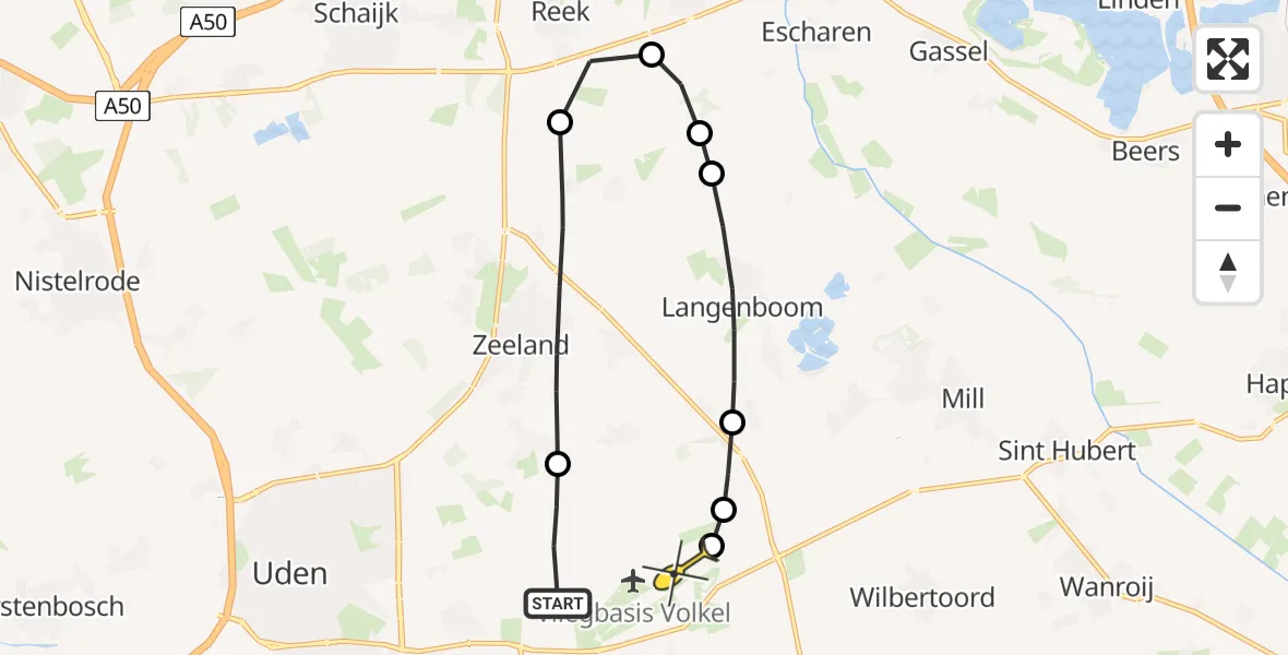 Routekaart van de vlucht: Lifeliner 3 naar Volkel