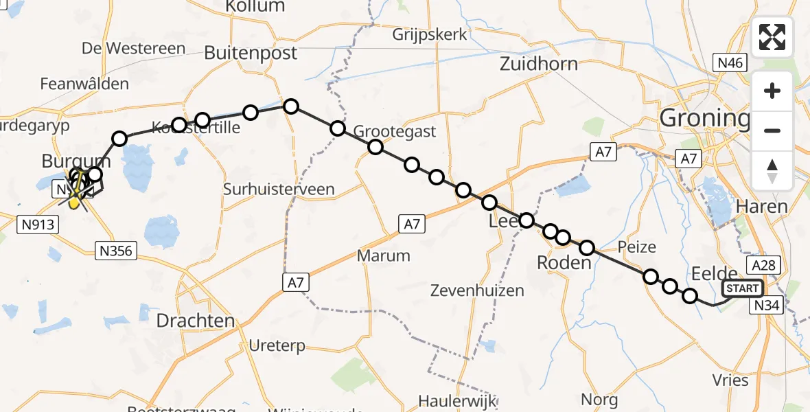 Routekaart van de vlucht: Lifeliner 4 naar Garyp