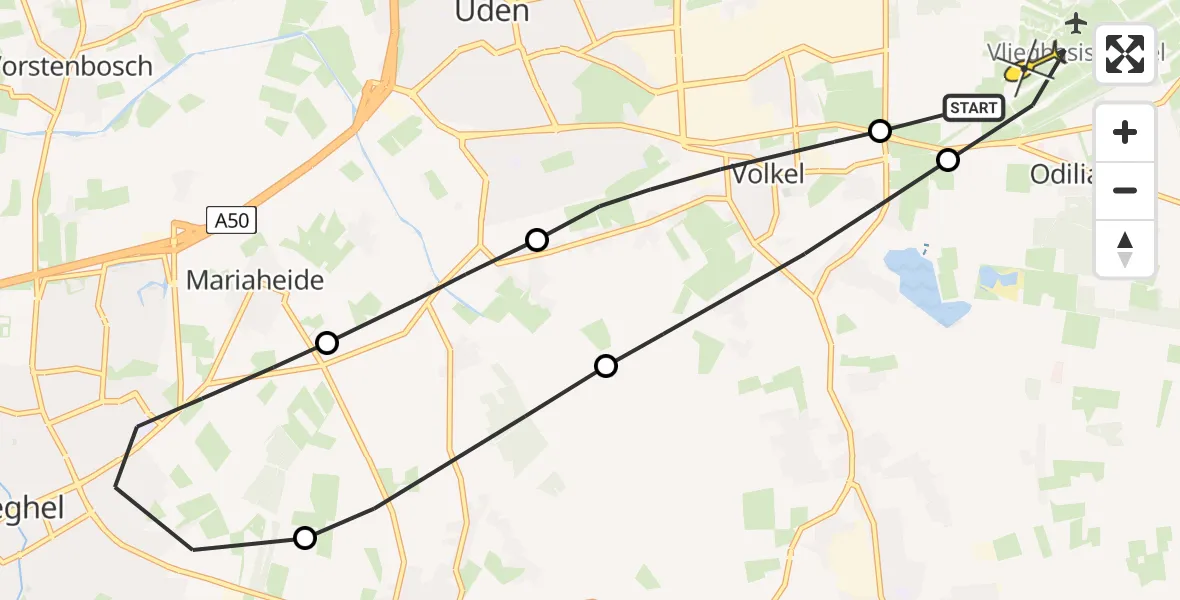 Routekaart van de vlucht: Lifeliner 3 naar Vliegbasis Volkel