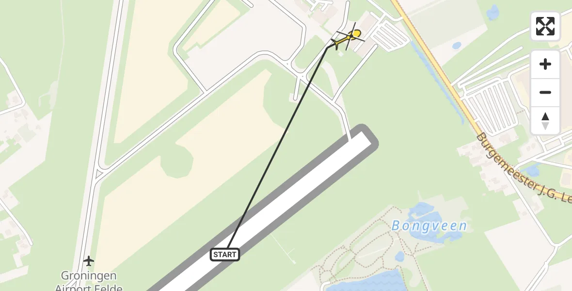 Routekaart van de vlucht: Lifeliner 4 naar Groningen Airport Eelde