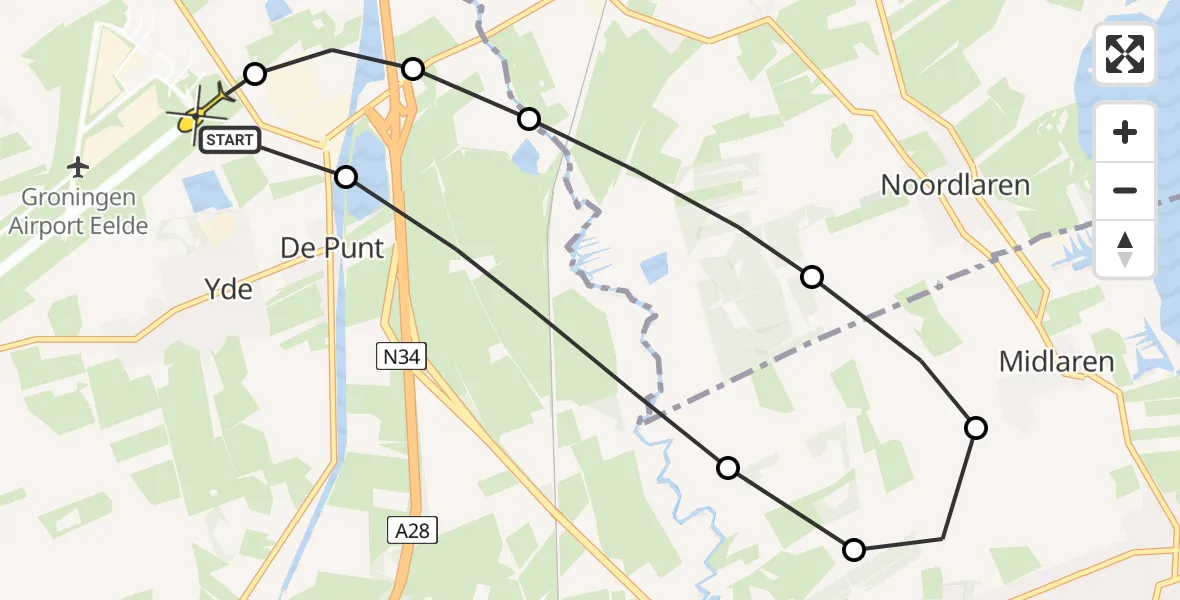Routekaart van de vlucht: Lifeliner 4 naar Groningen Airport Eelde