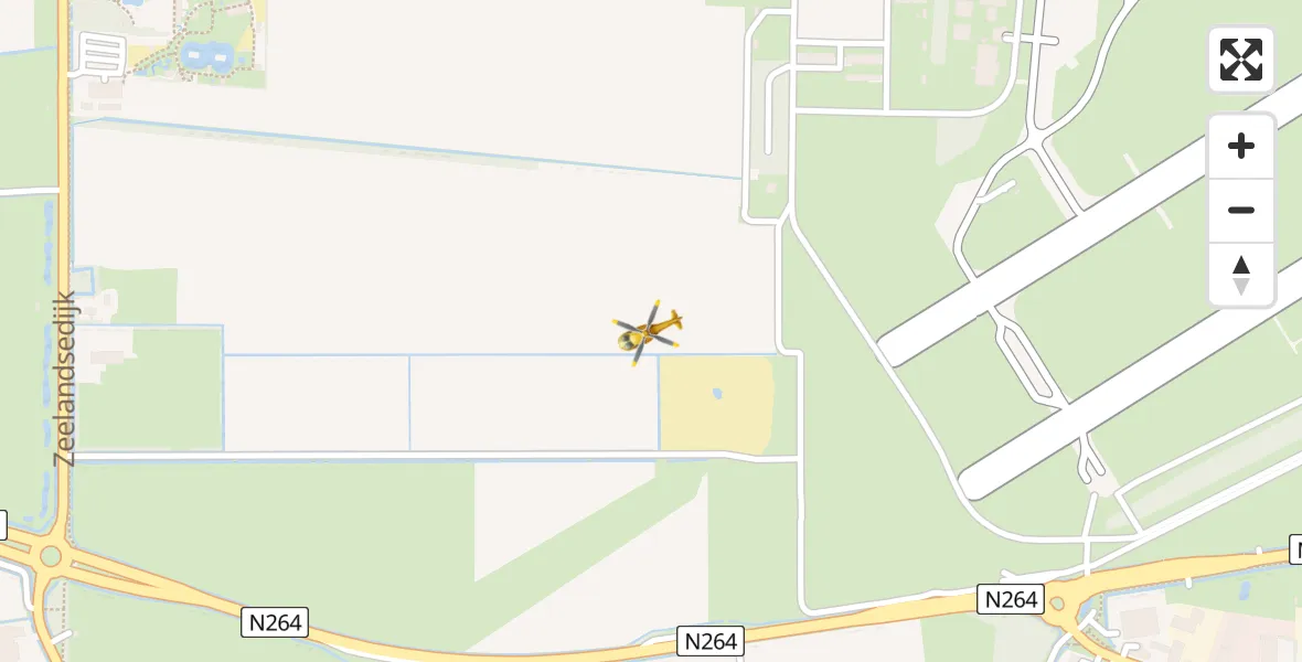 Vluchtroute Traumahelikopter van Vliegbasis Volkel naar Vliegbasis Volkel