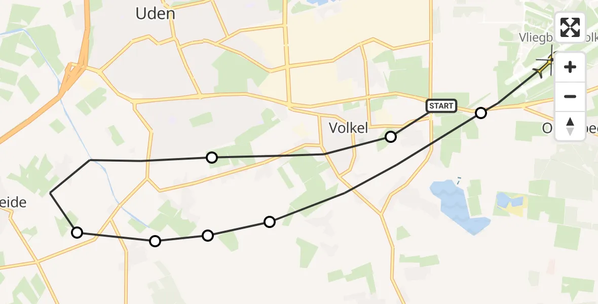 Routekaart van de vlucht: Lifeliner 3 naar Vliegbasis Volkel