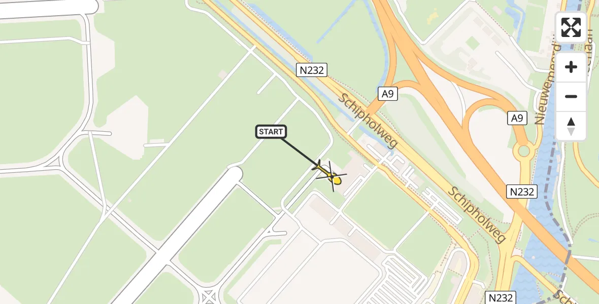 Vluchtroute Politiehelikopter van Schiphol naar Schiphol