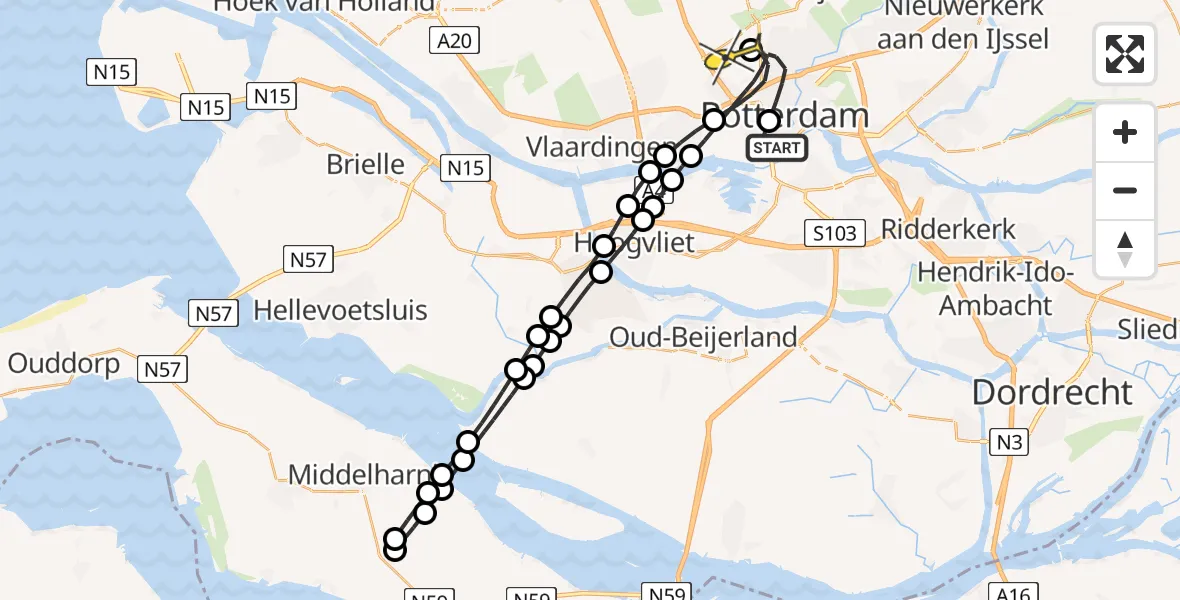 Routekaart van de vlucht: Lifeliner 2 naar Rotterdam The Hague Airport