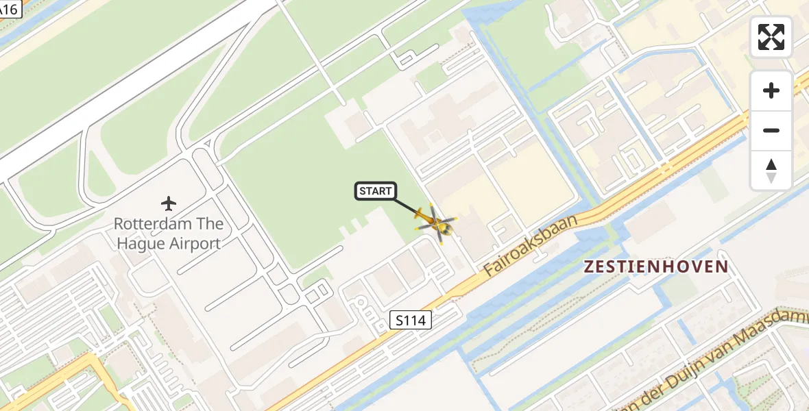 Vluchtroute Traumahelikopter Rotterdam The Hague Airport - Rotterdam The Hague Airport, 30 december 2023, 12:44