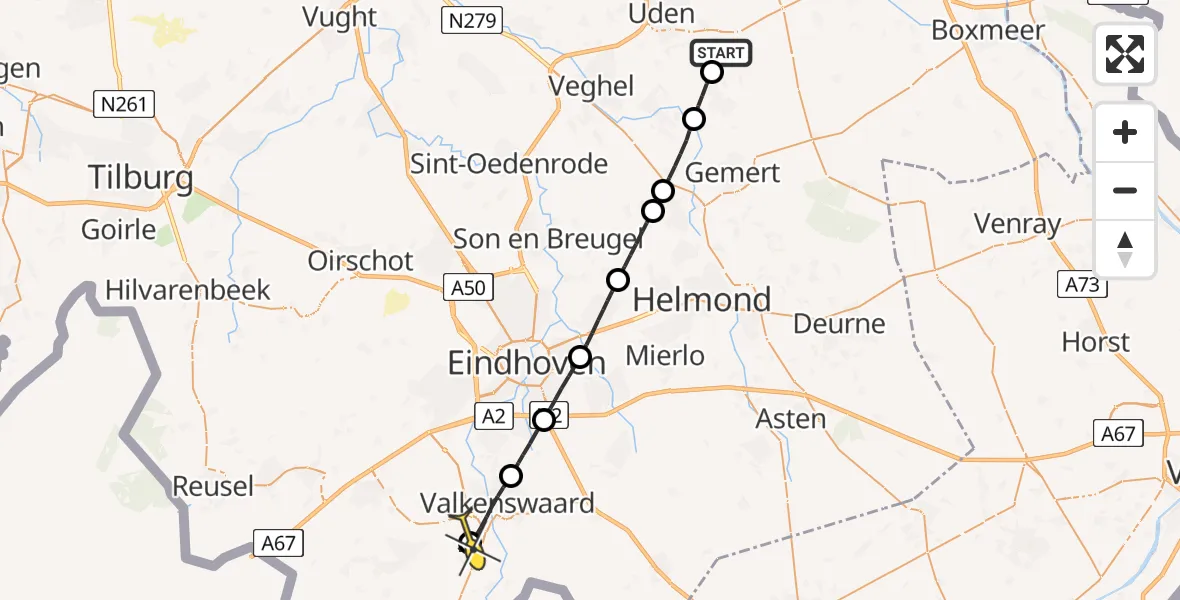 Routekaart van de vlucht: Lifeliner 3 naar Westerhoven