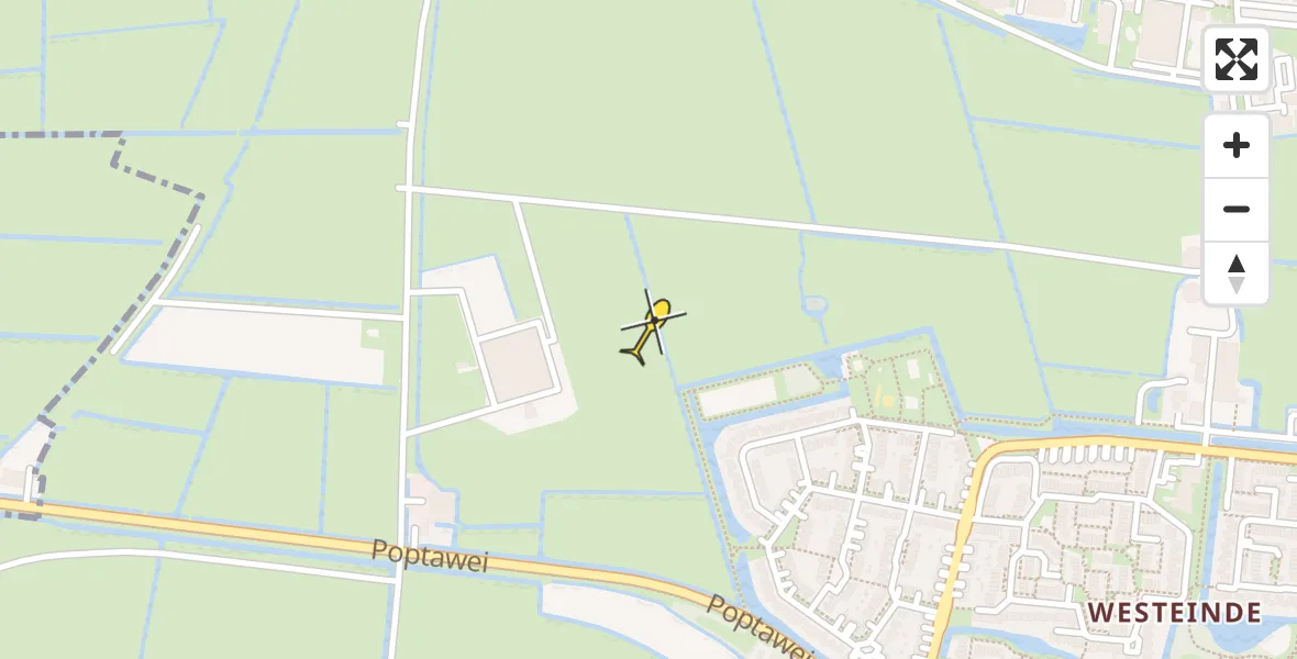 Vluchtroute Ambulancehelikopter van Leeuwarden naar Leeuwarden