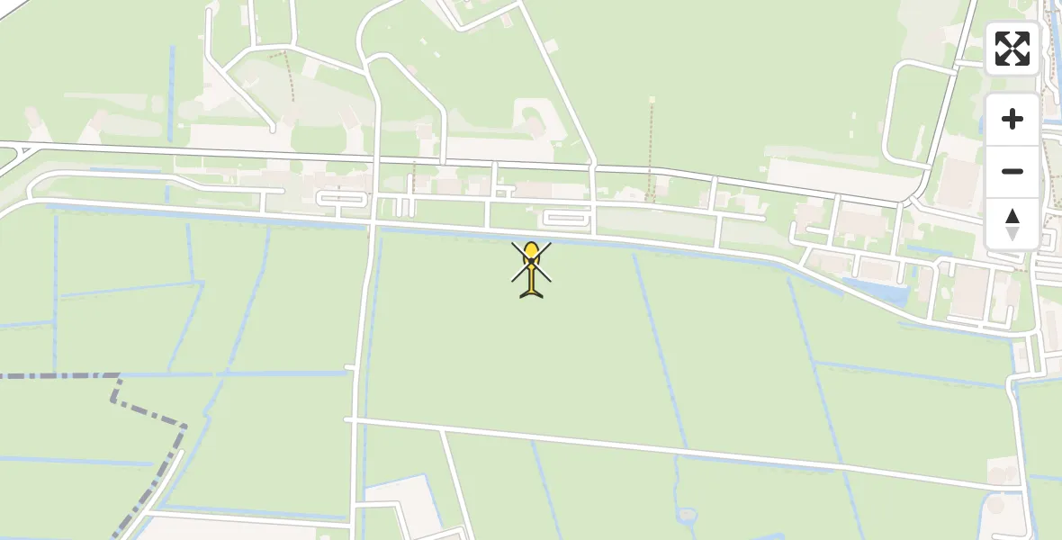 Routekaart van de vlucht: Ambulancehelikopter naar Vliegbasis Leeuwarden