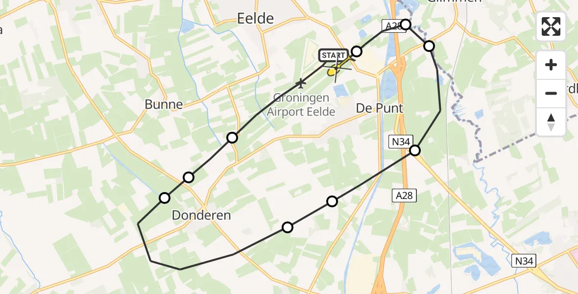 Routekaart van de vlucht: Lifeliner 4 naar Groningen Airport Eelde