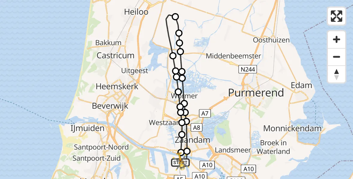 Vluchtroute Traumahelikopter Amsterdam Heliport - Amsterdam Heliport, 30 december 2023, 23:05