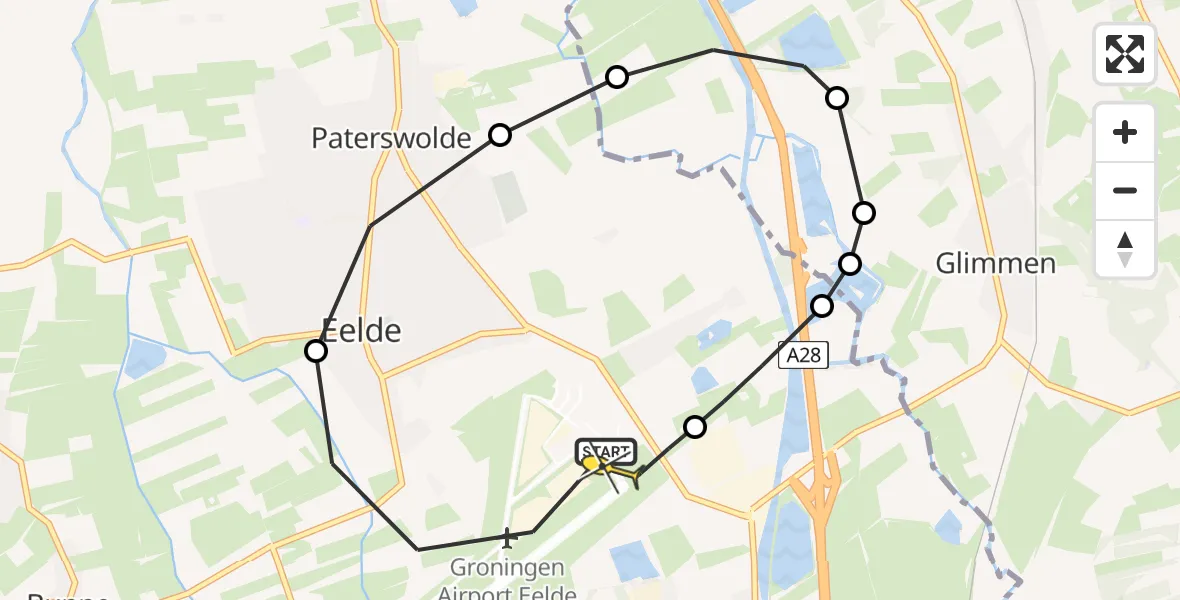 Routekaart van de vlucht: Lifeliner 4 naar Groningen Airport Eelde