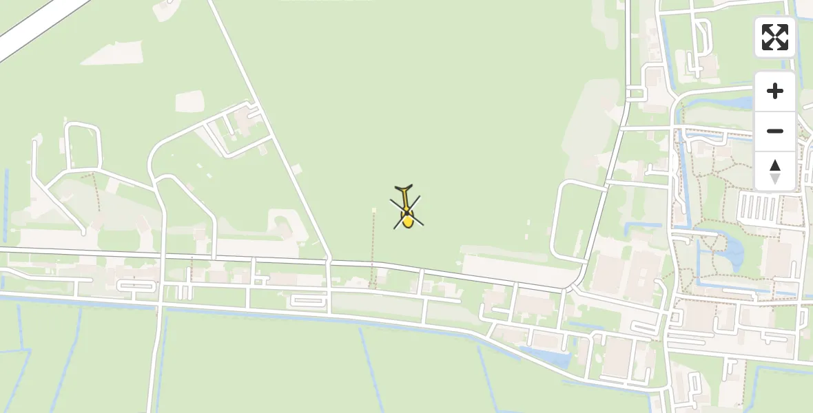 Vluchtroute Ambulancehelikopter van Vliegbasis Leeuwarden naar Vliegbasis Leeuwarden