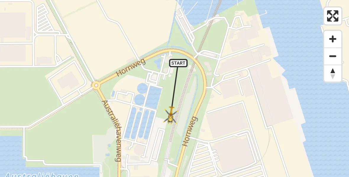 Vluchtroute Traumahelikopter Amsterdam Heliport - Amsterdam Heliport, 31 december 2023, 09:34