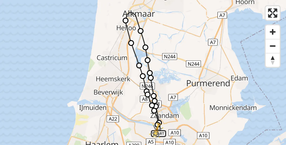 Vluchtroute Traumahelikopter Amsterdam Heliport - Amsterdam Heliport, 31 december 2023, 11:03