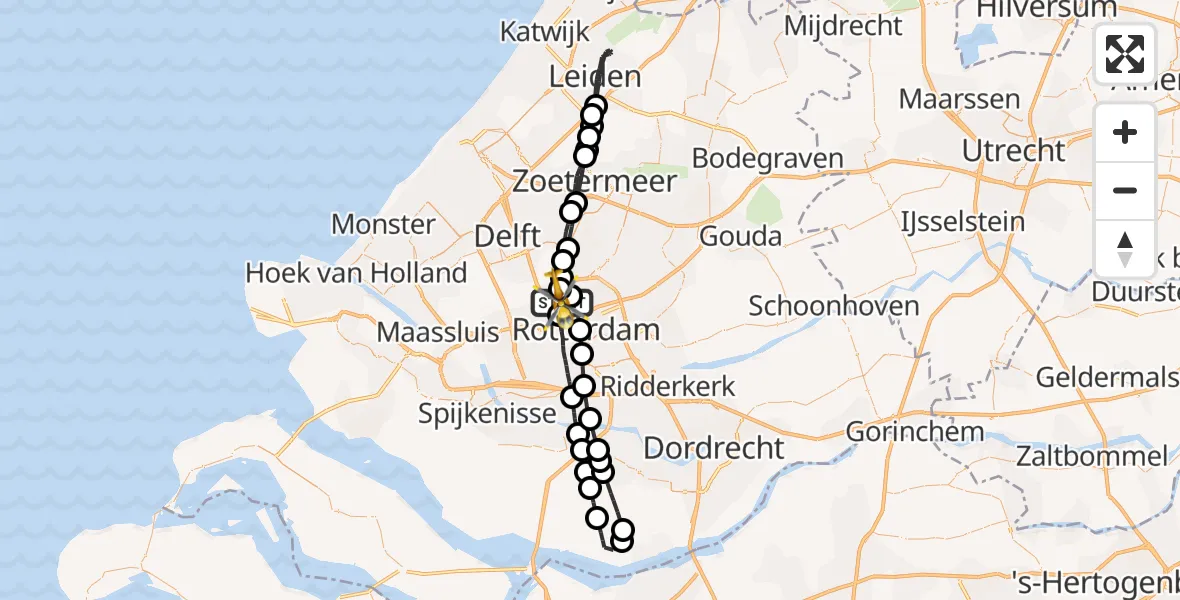 Vluchtroute Traumahelikopter Rotterdam The Hague Airport - Rotterdam The Hague Airport, 31 december 2023, 11:09