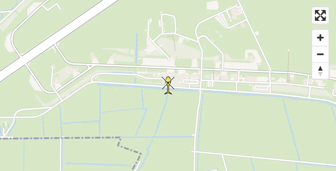 Vluchtroute Ambulancehelikopter van Vliegbasis Leeuwarden naar Vliegbasis Leeuwarden