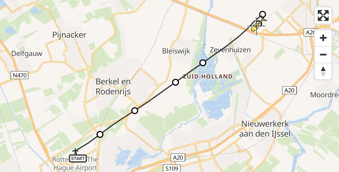 Routekaart van de vlucht: Lifeliner 2 naar Zevenhuizen