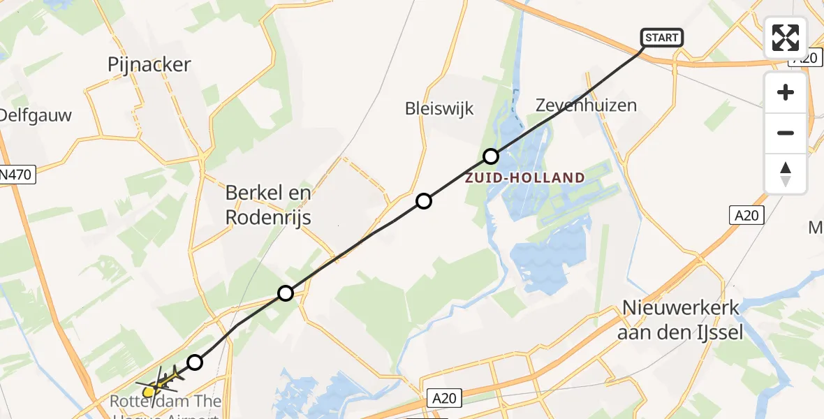 Routekaart van de vlucht: Lifeliner 2 naar Rotterdam The Hague Airport