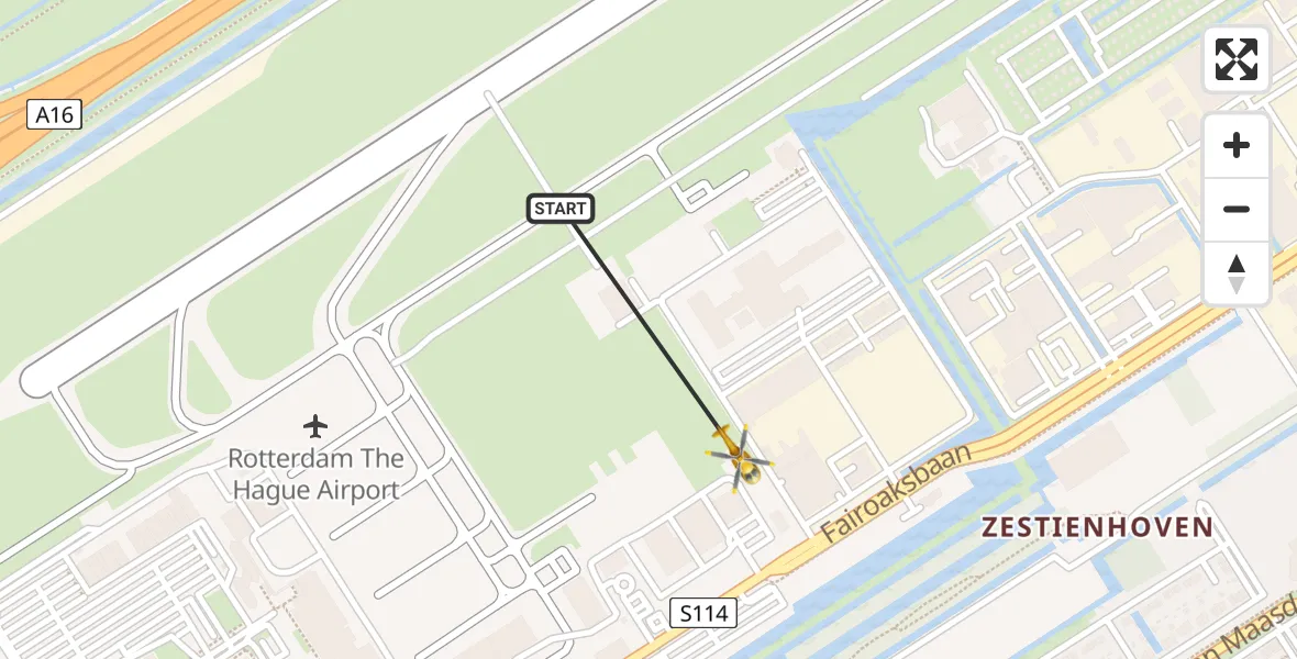 Vluchtroute Traumahelikopter Rotterdam The Hague Airport - Rotterdam The Hague Airport, 31 december 2023, 12:30
