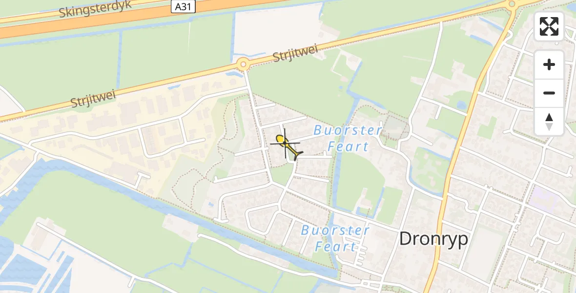 Routekaart van de vlucht: Traumahelikopter naar Dronryp