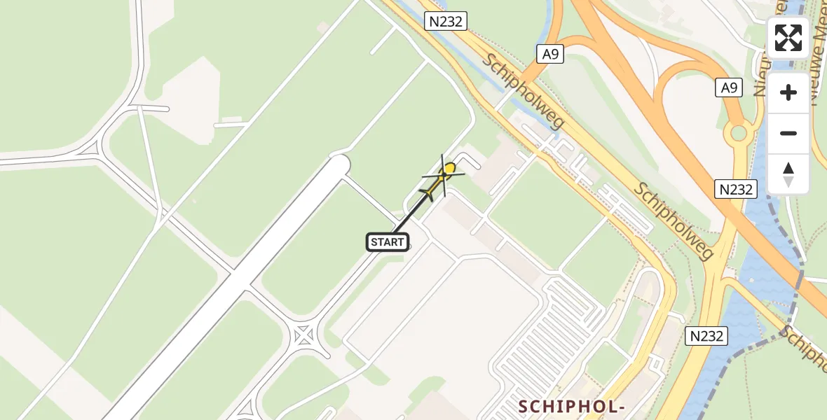 Vluchtroute Politiehelikopter van Schiphol naar Schiphol