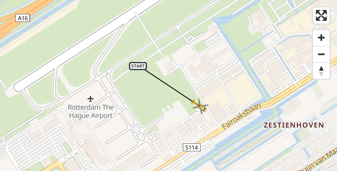 Vluchtroute Traumahelikopter Rotterdam The Hague Airport - Rotterdam The Hague Airport, 31 december 2023, 16:43