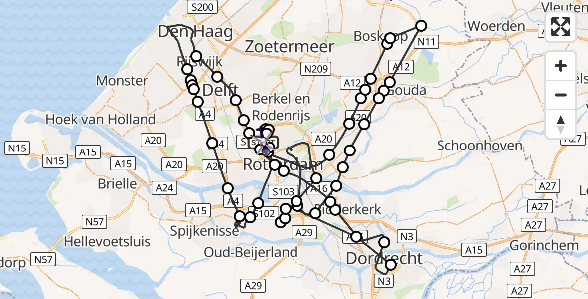 Vluchtroute Politiehelikopter Rotterdam The Hague Airport - Rotterdam The Hague Airport, 31 december 2023, 18:18