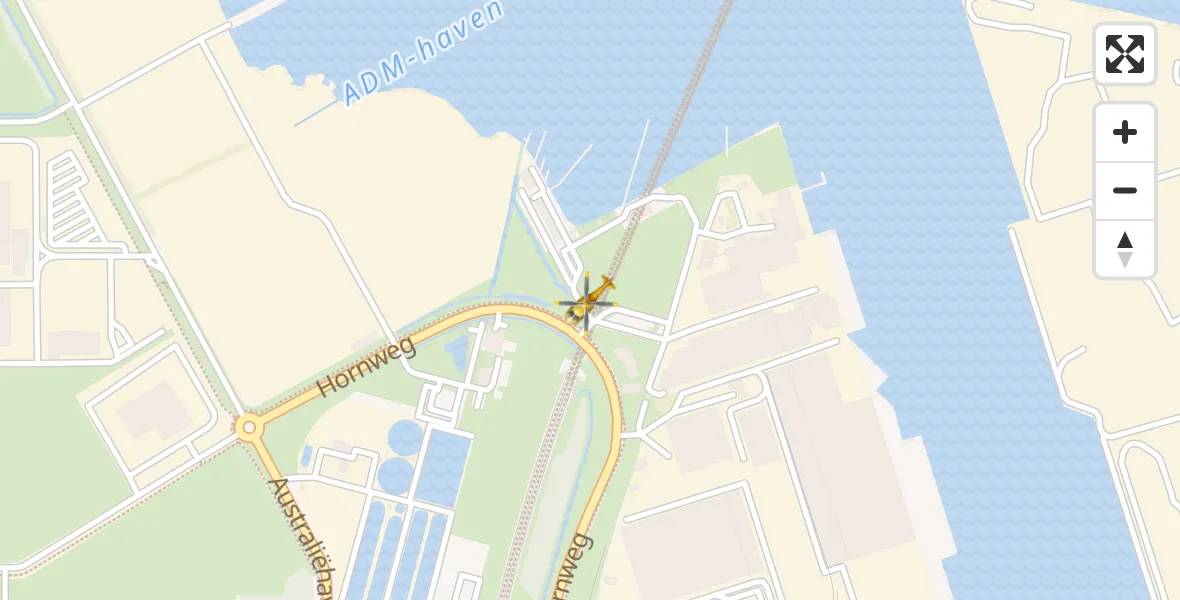 Vluchtroute Traumahelikopter Amsterdam Heliport - Amsterdam Heliport, 31 december 2023, 19:06