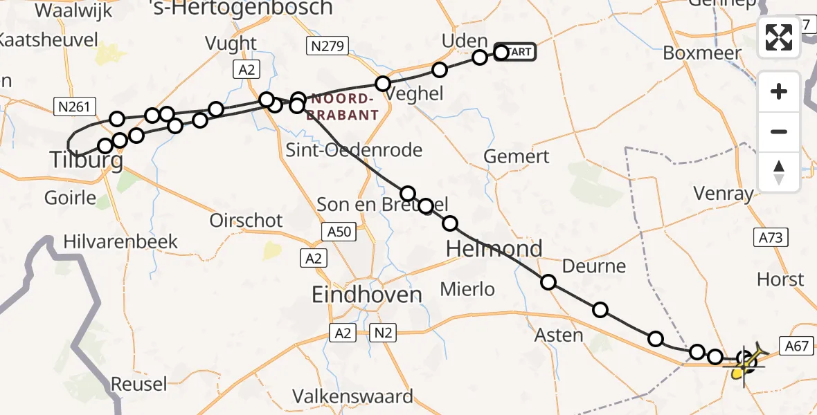 Routekaart van de vlucht: Lifeliner 3 naar Maasbree