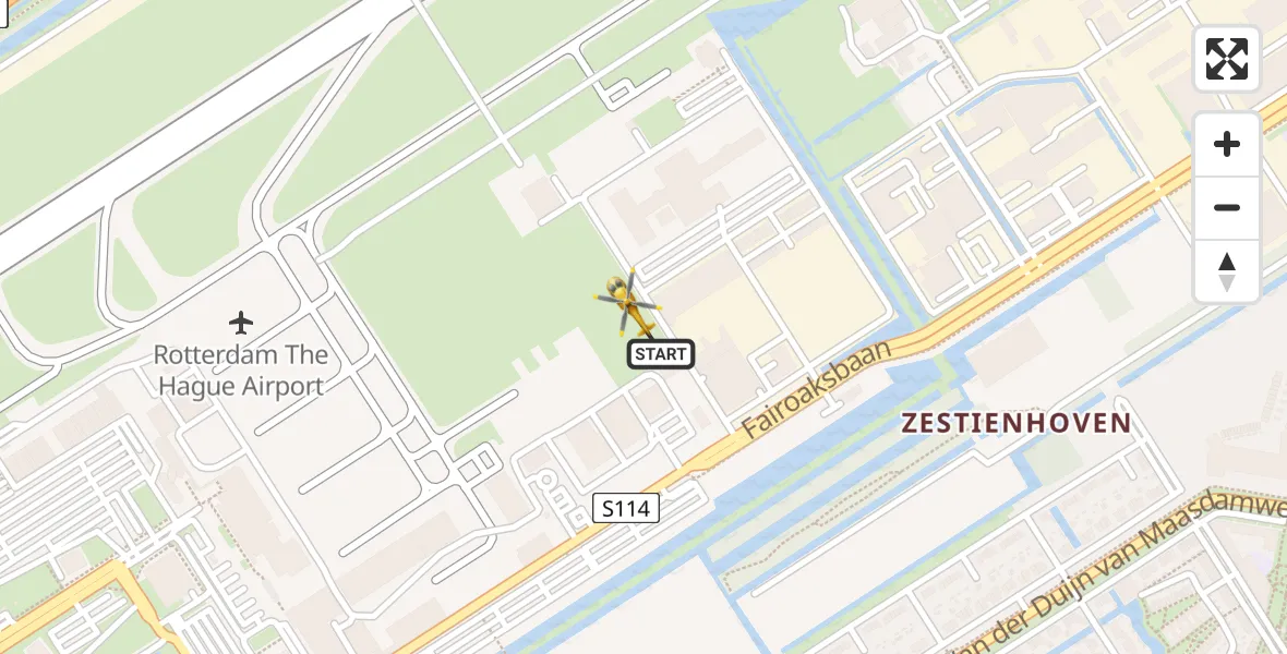 Vluchtroute Traumahelikopter Rotterdam The Hague Airport - Rotterdam The Hague Airport, 31 december 2023, 19:45