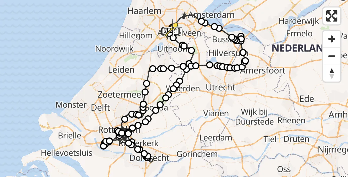 Vluchtroute Politiehelikopter van Schiphol naar Schiphol