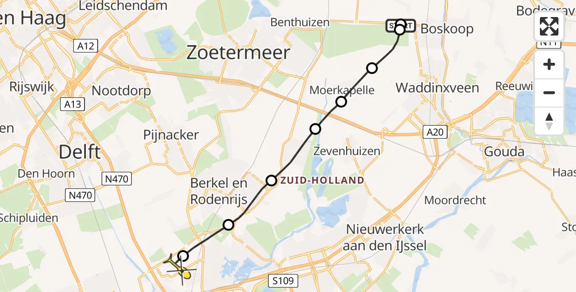 Routekaart van de vlucht: Lifeliner 2 naar Rotterdam The Hague Airport