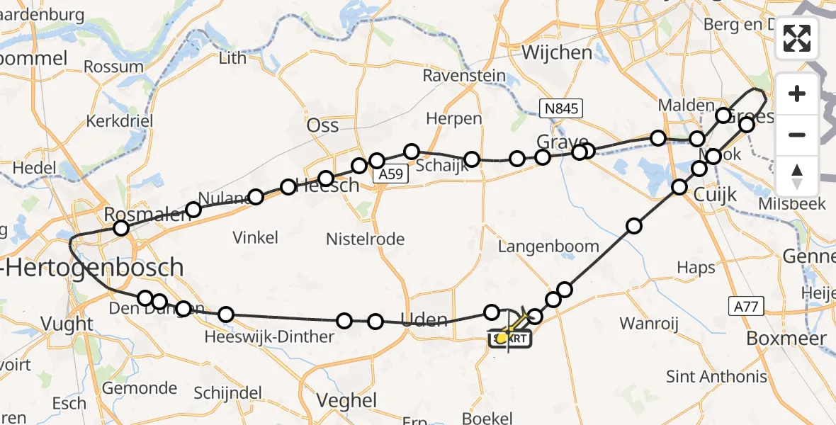 Routekaart van de vlucht: Lifeliner 3 naar Vliegbasis Volkel