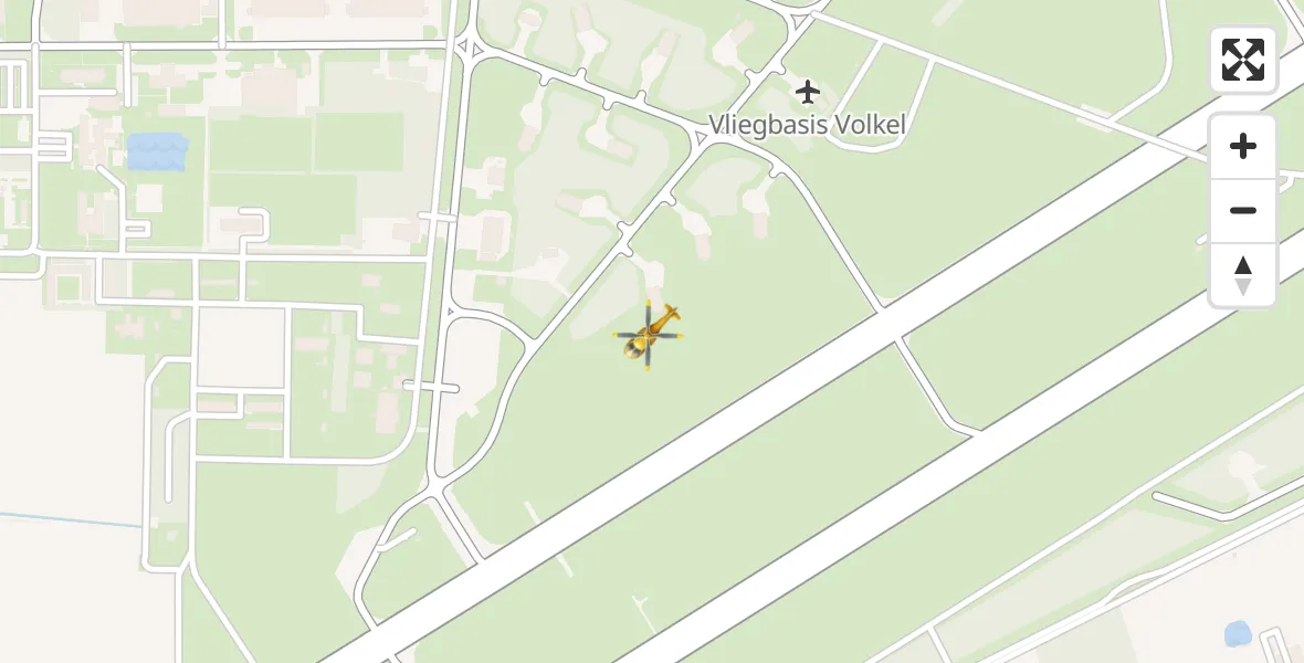 Vluchtroute Traumahelikopter van Vliegbasis Volkel naar Vliegbasis Volkel